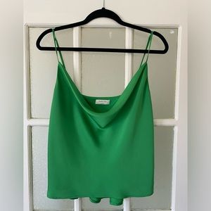 ARITZIA BABATON COWLNECK CAMISOLE, GREEN, SIZE LARGE